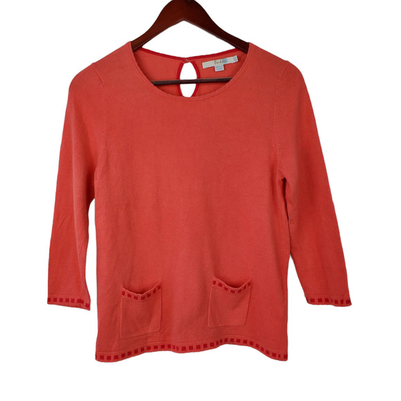 Boden Sweaters - Boden Coral Cotton Cashmere Blend Knit Pull Over Coral 3/4 Sleeves Sweater sz 6